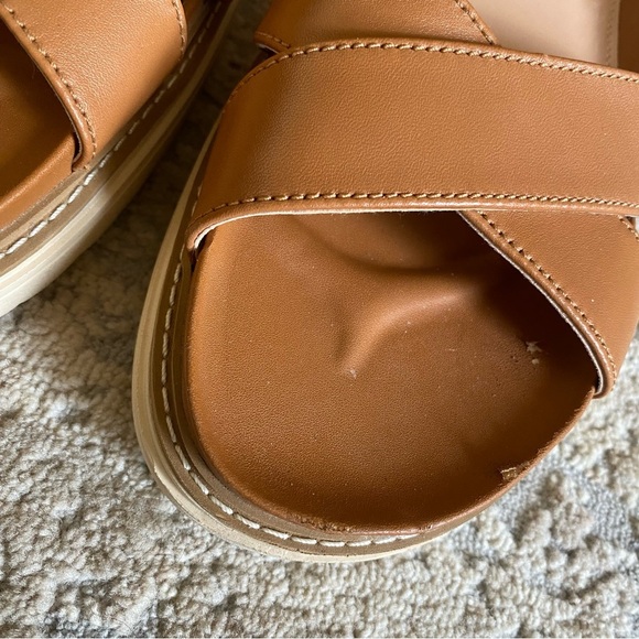 Cole Haan Fraya Platform Leather Sandals Ankle Strap Camel Tan Open Toe: 9B - Picture 3 of 10